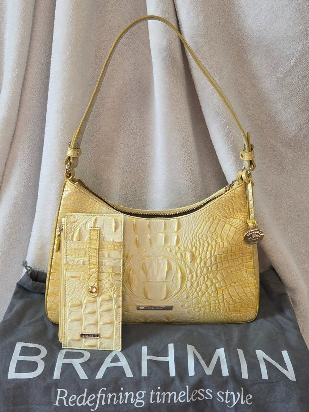 NWOT Brahmin Esme Purse and Matching Wallet in Sunbeam - Perfect for Spring